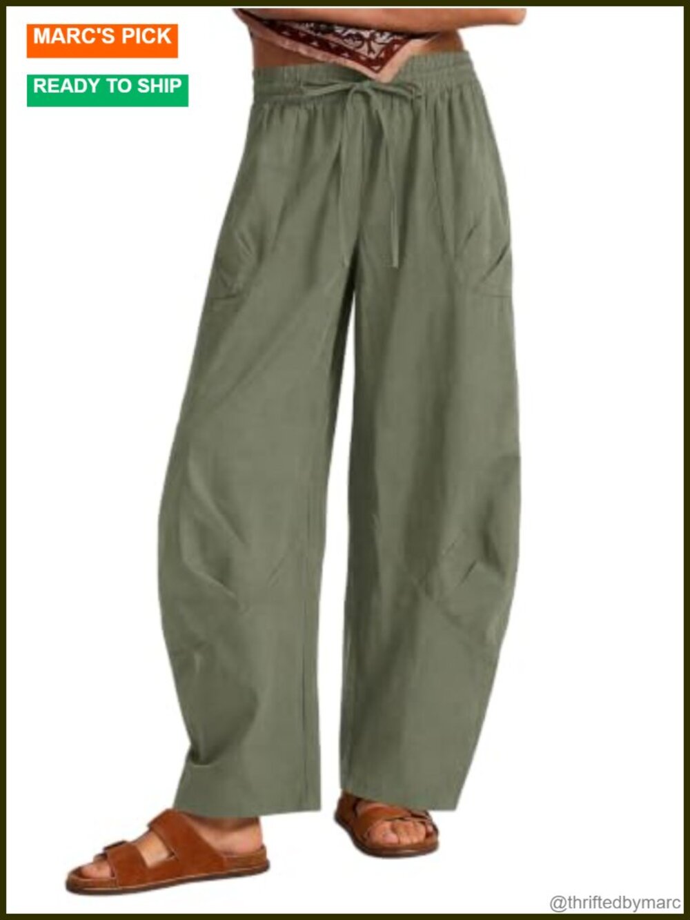 Baggy Wide Leg Cargo Pants Drawstring Hiking Trousers